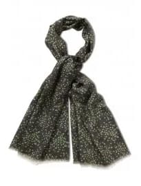 Green Tiny Leaves Cashmere And Silk Scarf