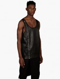 Rick Owens Mens Savage Black Leather Vest