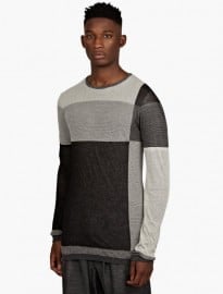 Rick Owens Men’s Black Stripe Crew Neck Knit Jumper