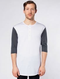 American Apparel Poly-cotton 3/4 Sleeve Baseball Placket T