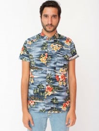 American Apparel Tropical Short Sleeve Button-up With Pocket