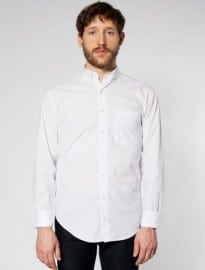 American Apparel Poplin Long Sleeve Button-down Shirt With Pocket
