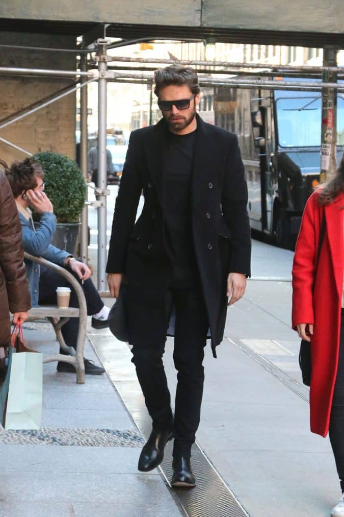 Sebastian Stan Wearing An All-Black Outfit