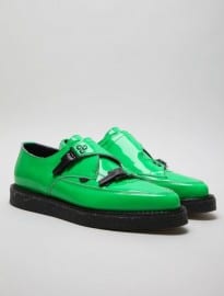 Mugler Underground For Mugler Mens Neon Green Patent Shoe