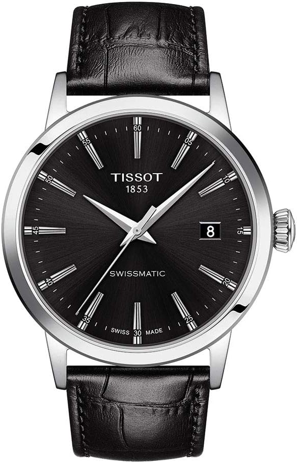 Tissot Dream black face and black band watch