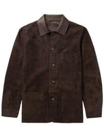 CANALI Leather-Trimmed Suede Chore Jacket
