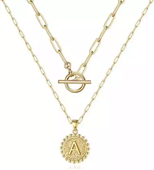 M MOOHAM Dainty Layered Initial Necklaces for Women