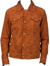 The Jacket Maker Stallon Brown Suede Trucker Jacket