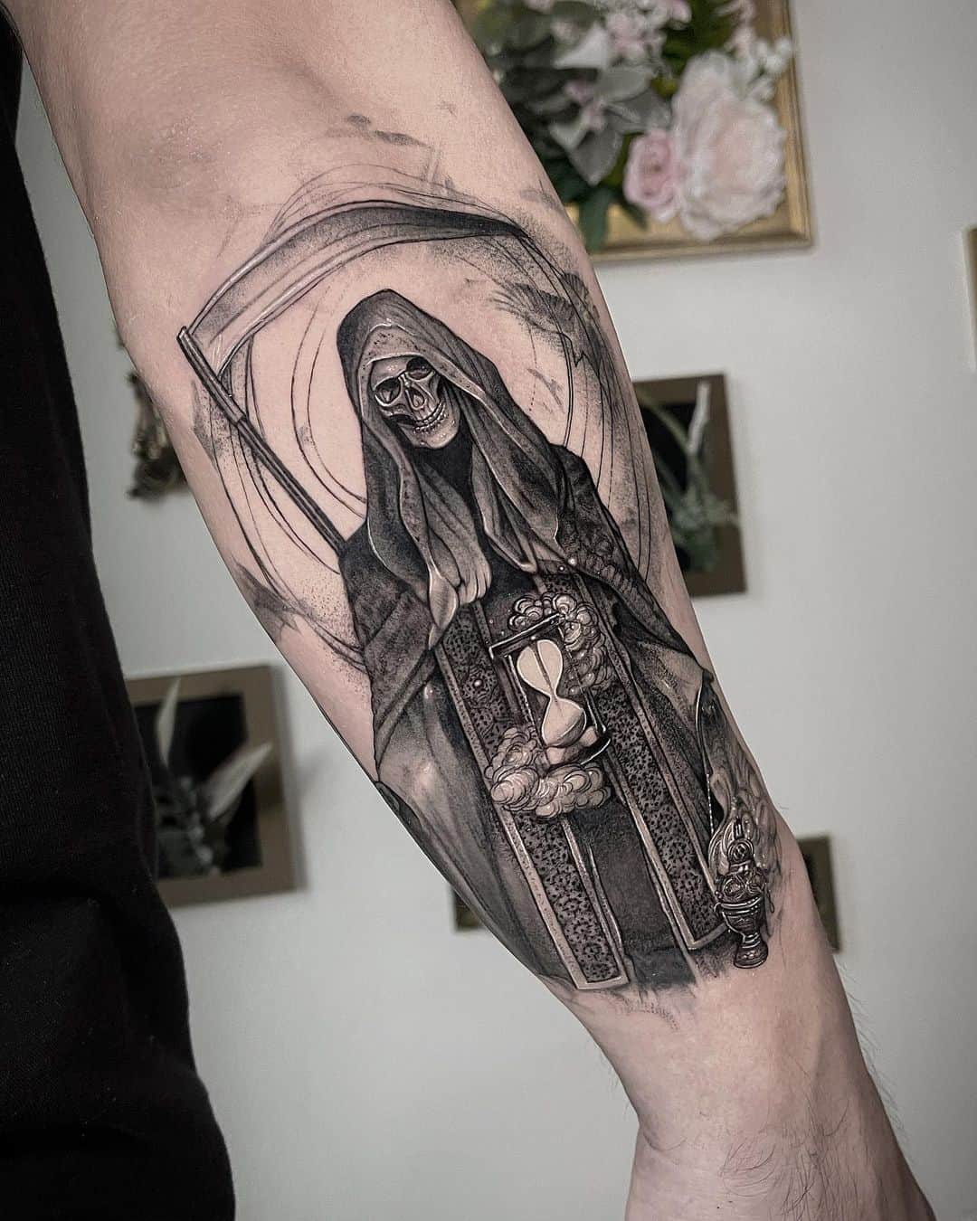 grim reaper hourglass tattoo