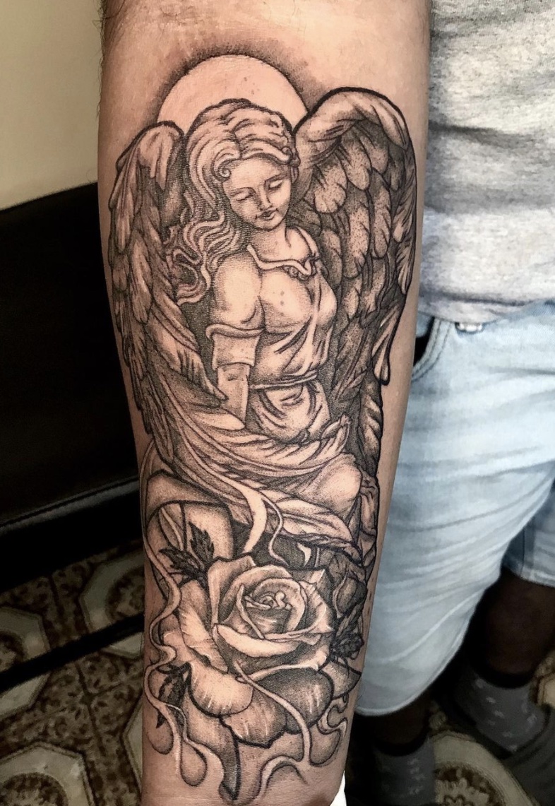 Rose and Angel Tattoo
