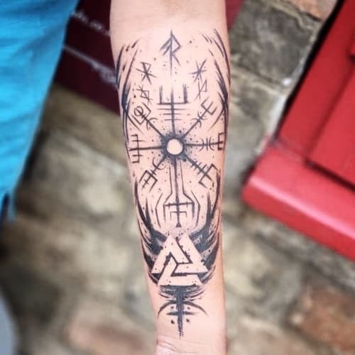 Geometric compass tattoo