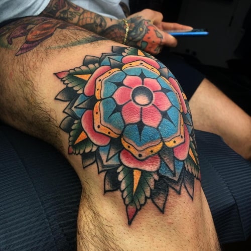 Geometric flower tattoo