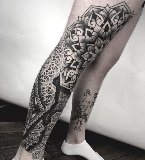 Geometric leg tattoo