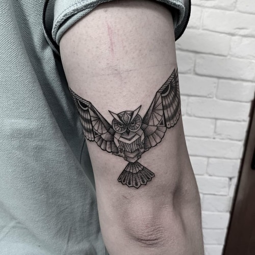 Geometric owl tattoo
