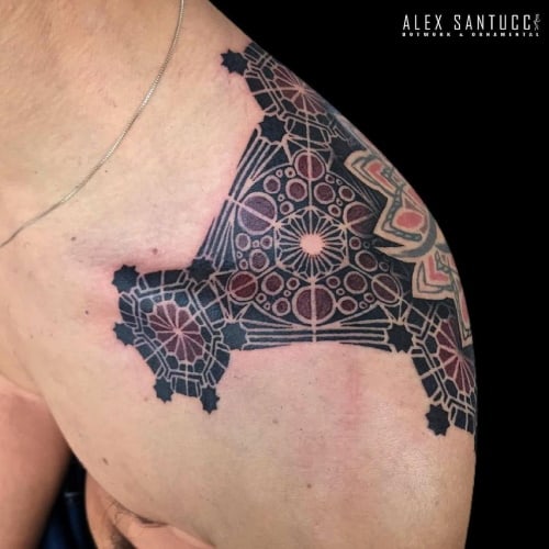 Geometric shoulder tattoo
