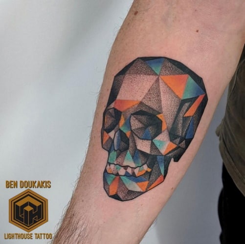 Geometric skull tattoo