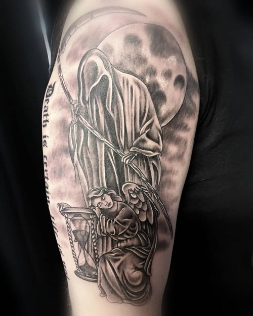Grim Reaper and Angel Tattoo