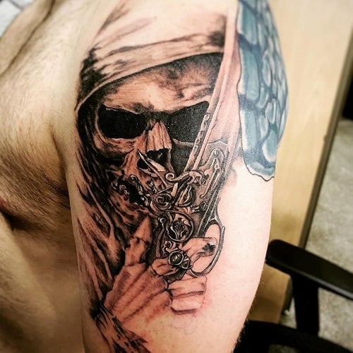 Grim Reaper with Gun Tattoo