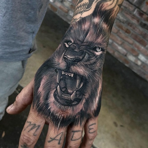 Lion Tattoo on Hand