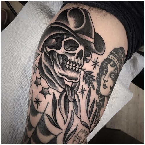 Outlaw Cowboy Skull Tattoo
