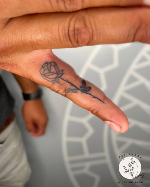 Rose Finger Tattoo
