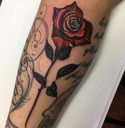 Rose with Stem Tattoo