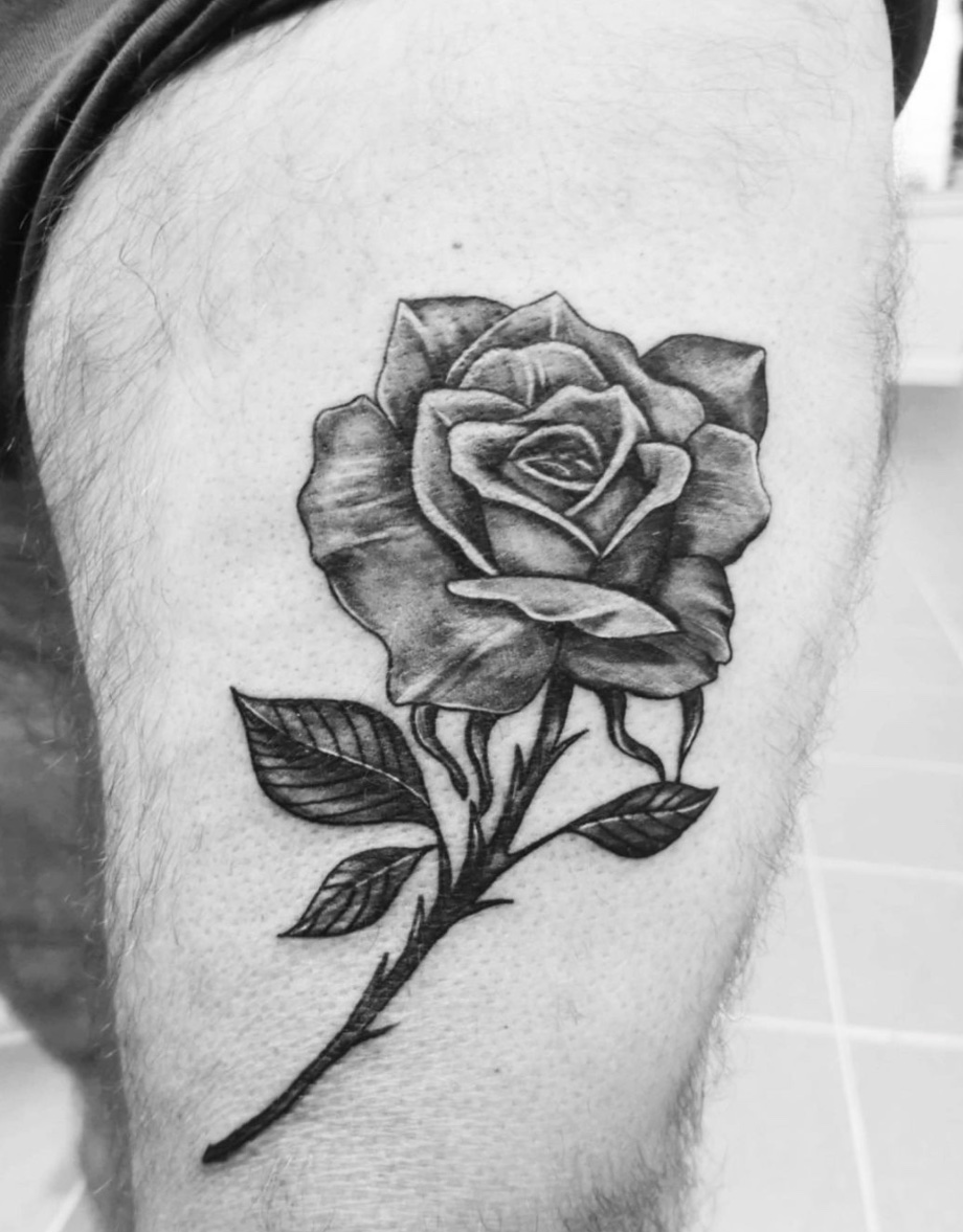Rose Tattoo on Thigh