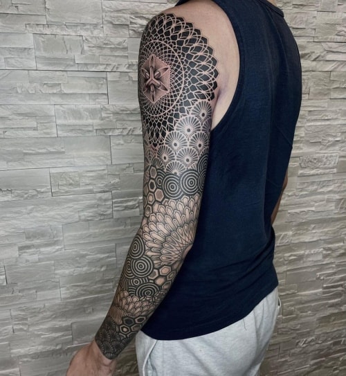 Tessellation geometric sleeve tattoo