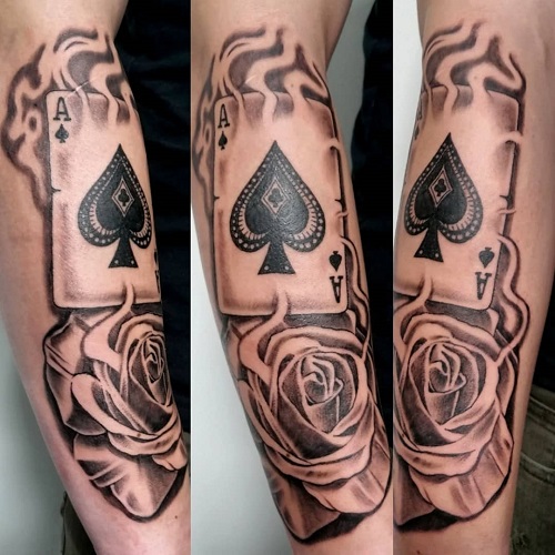 Ace of Spade Tattoo with Floral Design