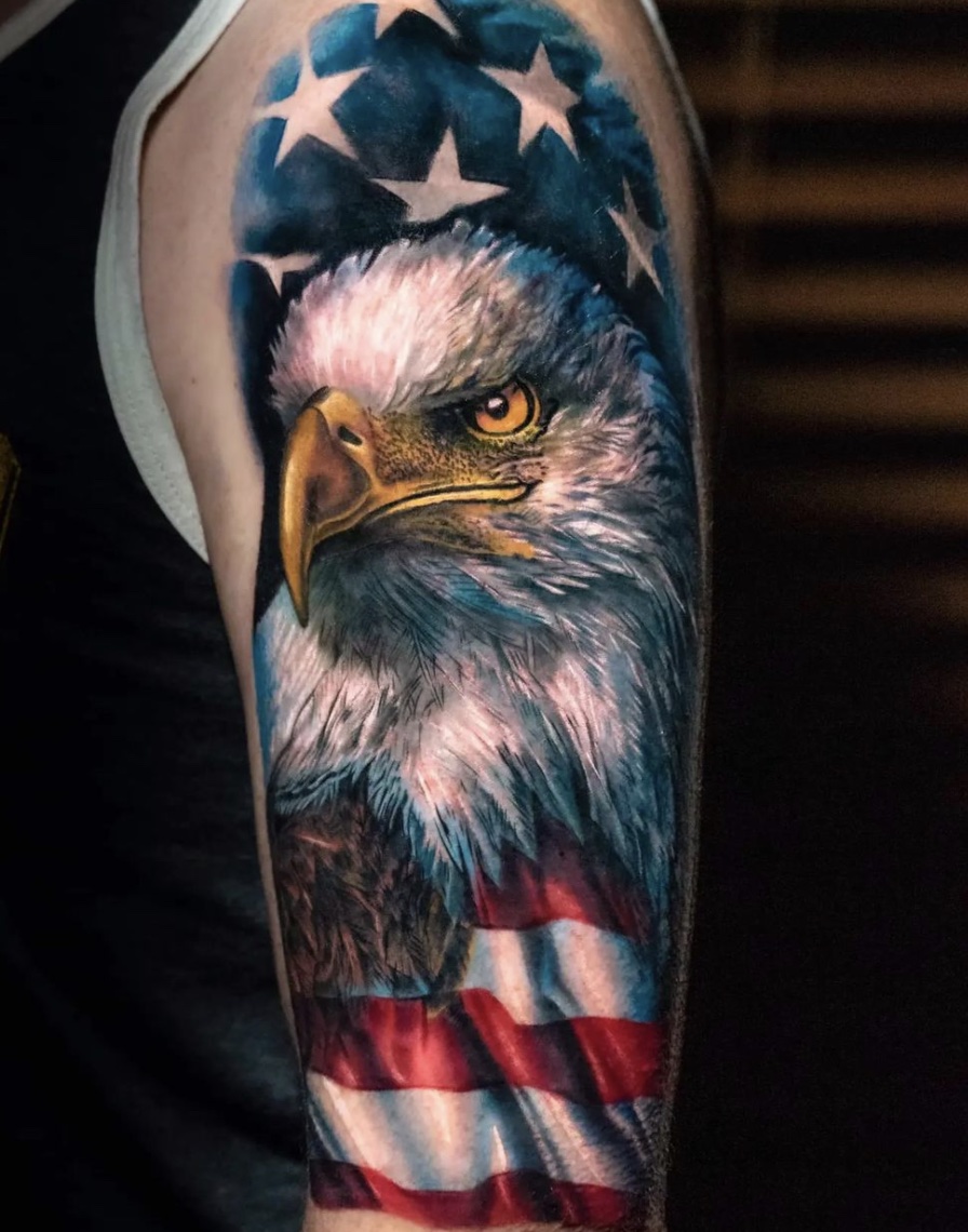 American Flag and Eagle Tattoo