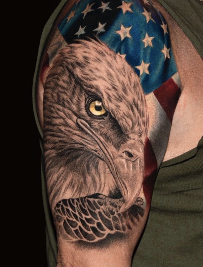Eagle and Flag Tattoo, American Flag Half Sleeve Tattoo