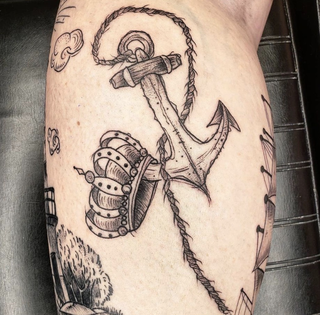 Anchor and Crown Tattoo