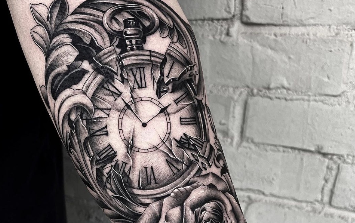 Time clock tattoos for men