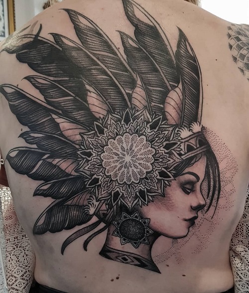 Crown and Feather Tattoo