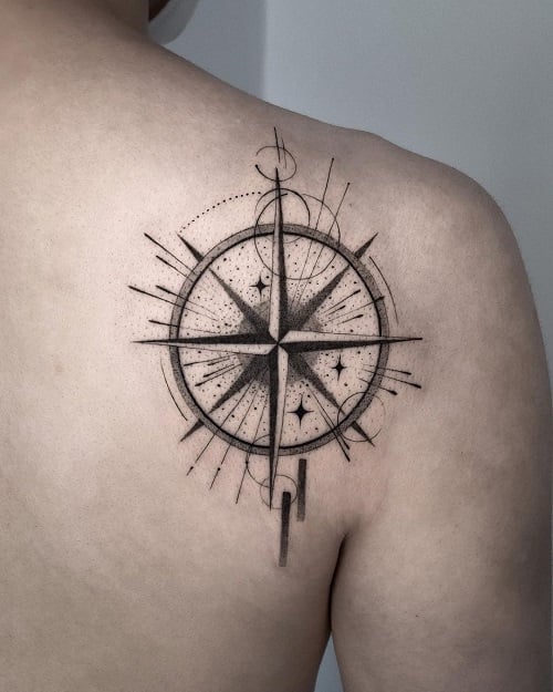 Dotwork Compass Tattoo