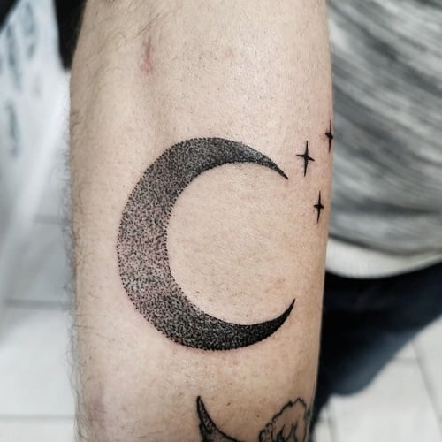 Dotwork Moon Tattoo