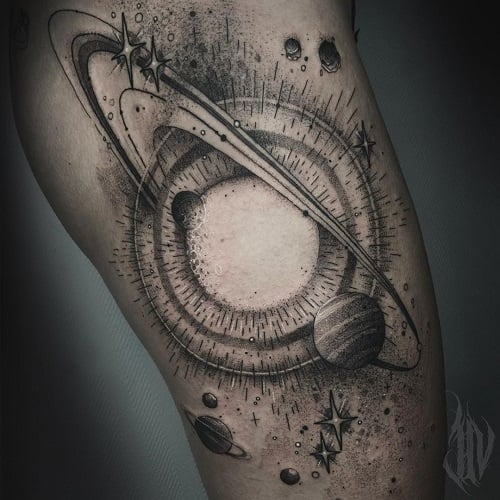 Dotwork Planet Tattoo