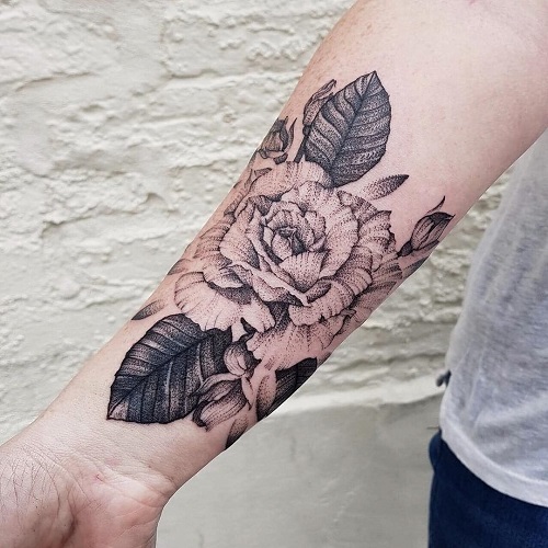 Dotwork Rose Tattoo