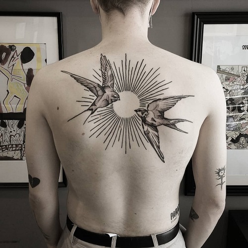 Dotwork Sun Tattoo
