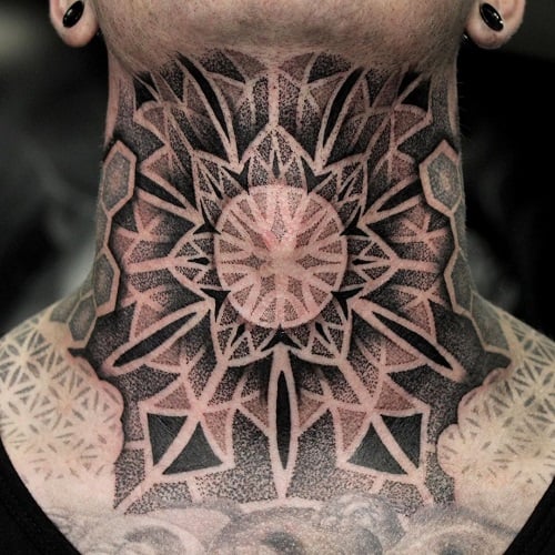 Dotwork Throat Tattoo