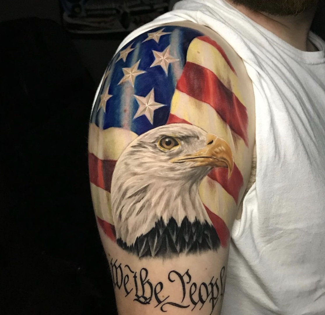 American Eagle and Flag Tattoo