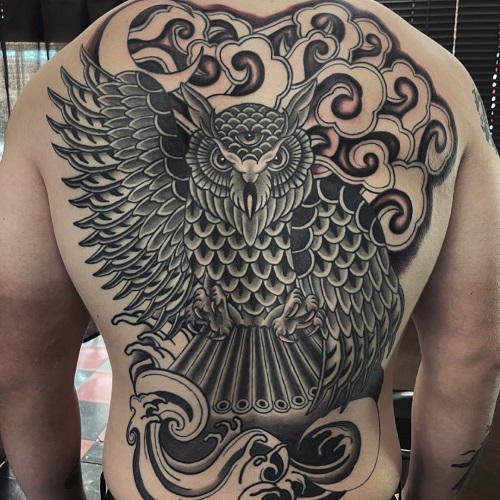 Owl Back Tattoo