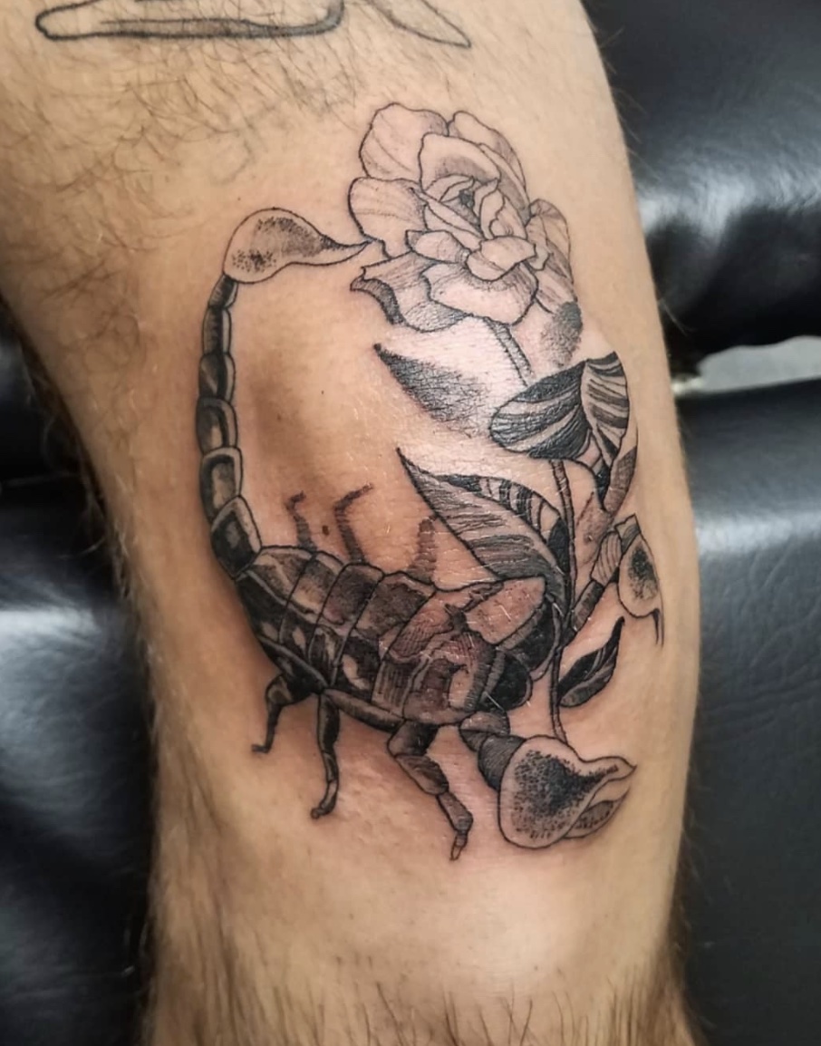 Flower with Scorpion Tattoo