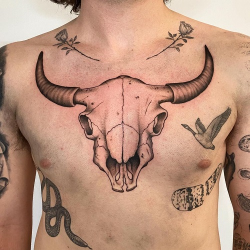 Taurus Bull Skull Tattoo