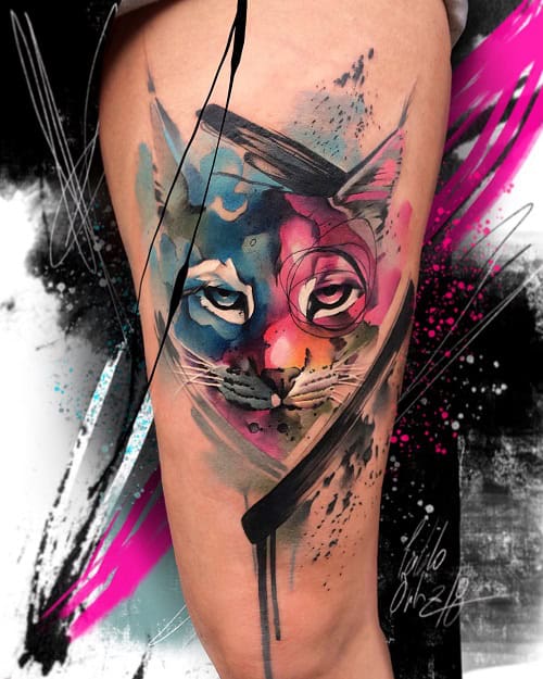 Abstract Cat Tattoo
