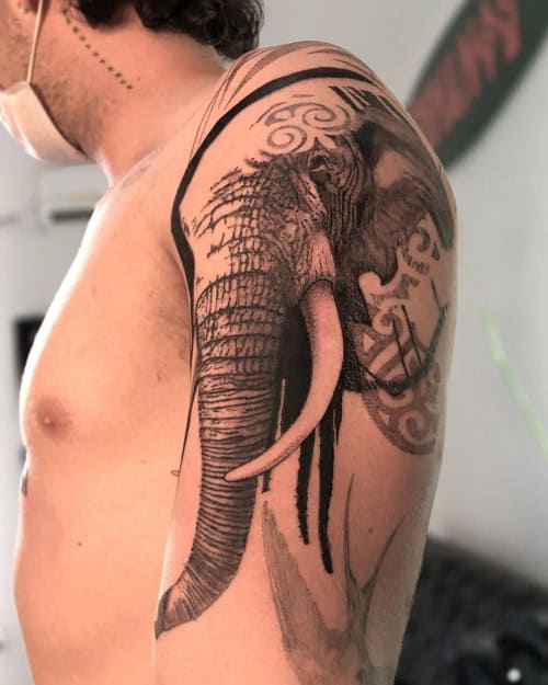 Abstract Elephant Tattoo