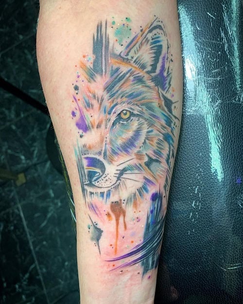 Abstract Wolf Tattoo