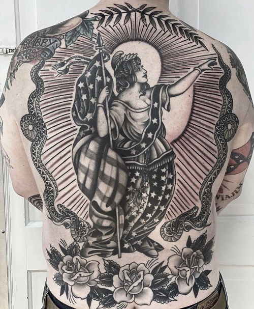 American Traditional Back Tattoo