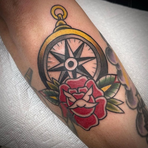 American Traditional Compass Tattoo