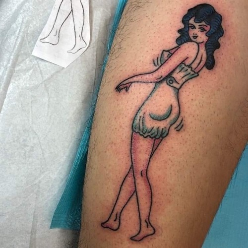 American Traditional Pinup Tattoo